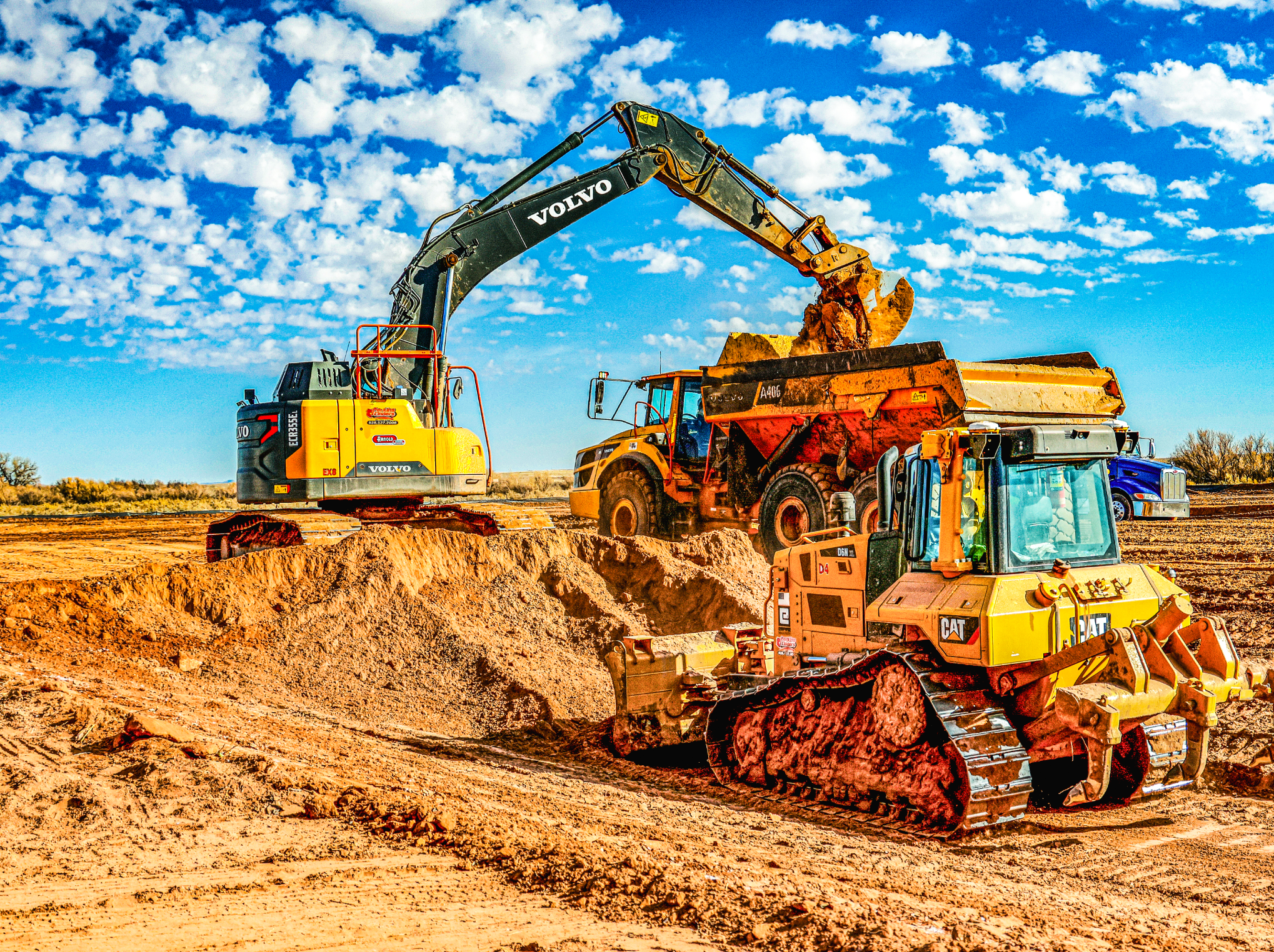 3 Pieces of heavy equipment working at Saguaro Lake